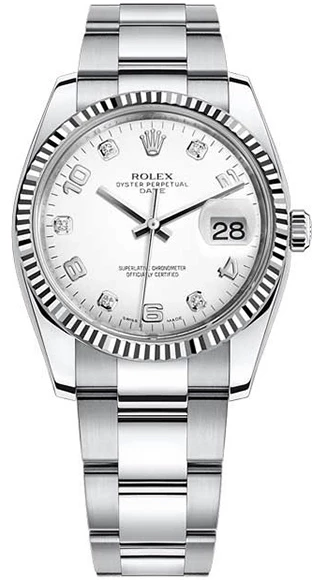 Rolex Date 34mm Steel and White Gold