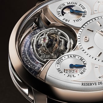 Jaeger-LeCoultre Duometre Heliotourbillon Perpetual Q6202420 watch, close-up