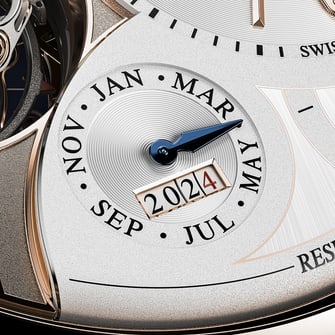 Jaeger-LeCoultre Duometre Heliotourbillon Perpetual Q6202420 watch, close-up of Grande Date