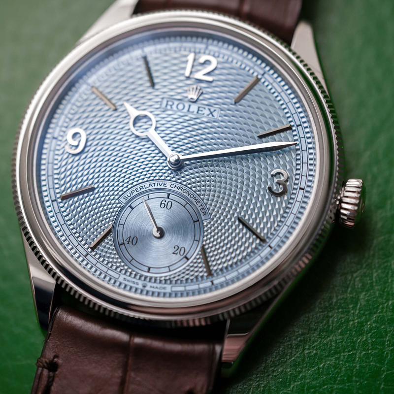 Rolex-Perpetual-1908-Platinum-ice-Blue-Guilloche-Dial-rice-grain-52506-review-12