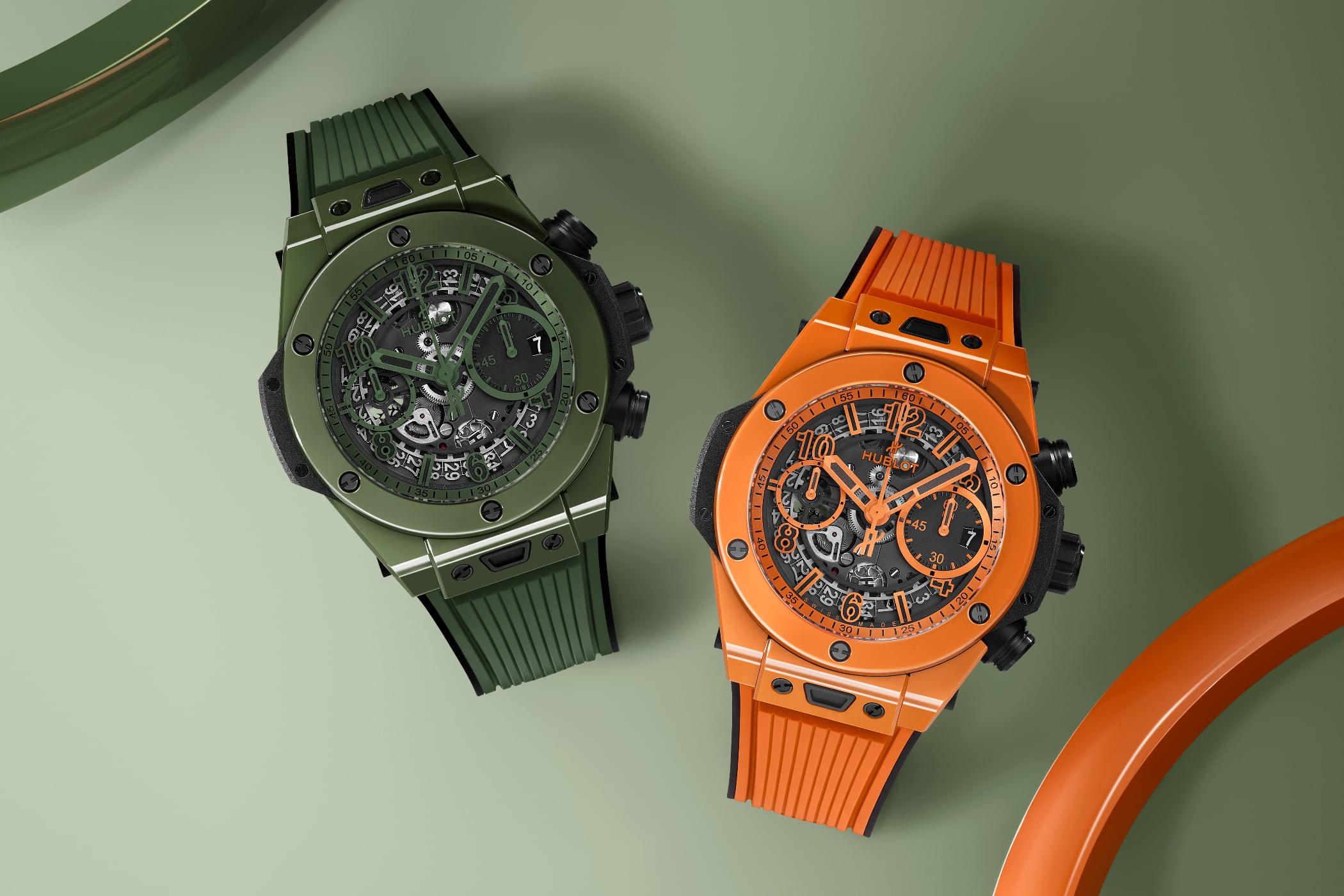 Hublot Big Bang Unico Orange, Dark Green Ceramic, Ice Bang